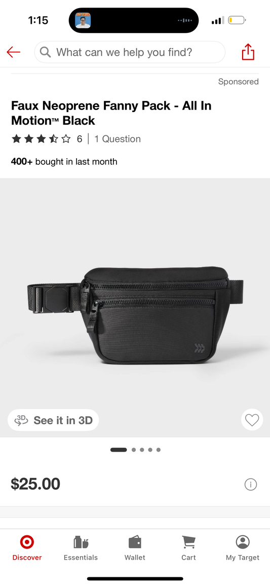 Faux Neoprene Fanny Pack - All In Motion™ Black