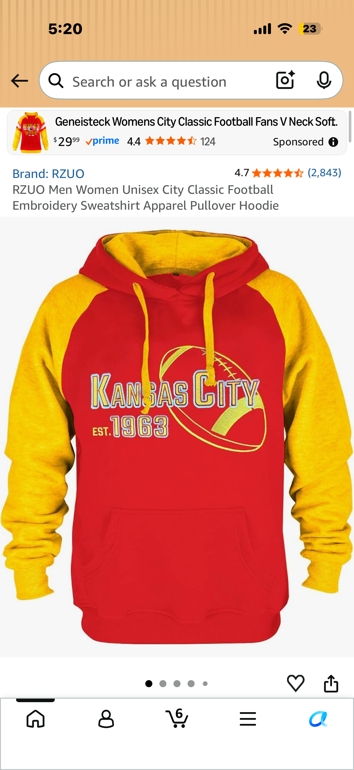 Kansas City Unisex City Classic Football Embroidery Sweatshirt Apparel Pullover Hoodie (Size 2XL)