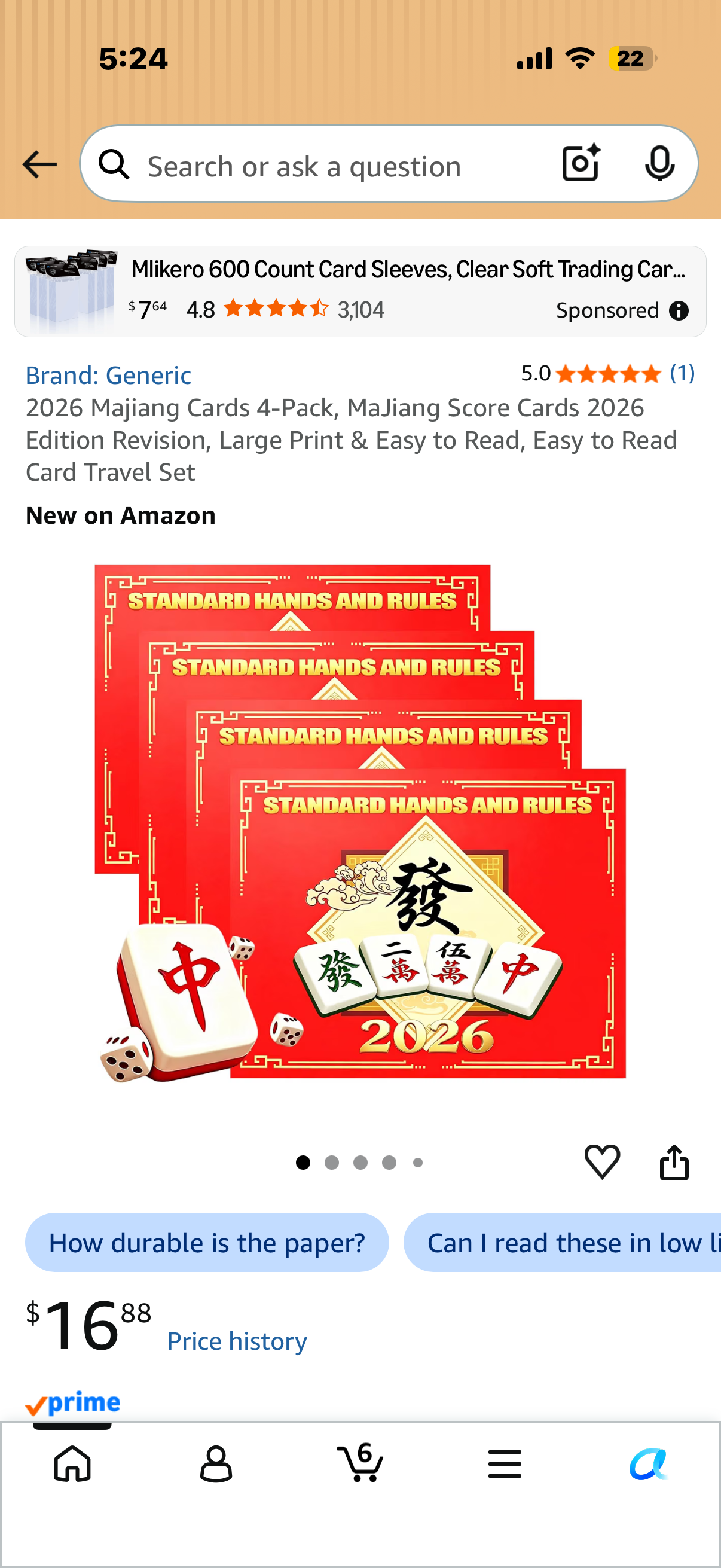 2026 Mahjong Cards 4-Pack  Score Cards 2026 Edition Revision, Large Print & Easy to Read, Easy to Read Card Travel Set