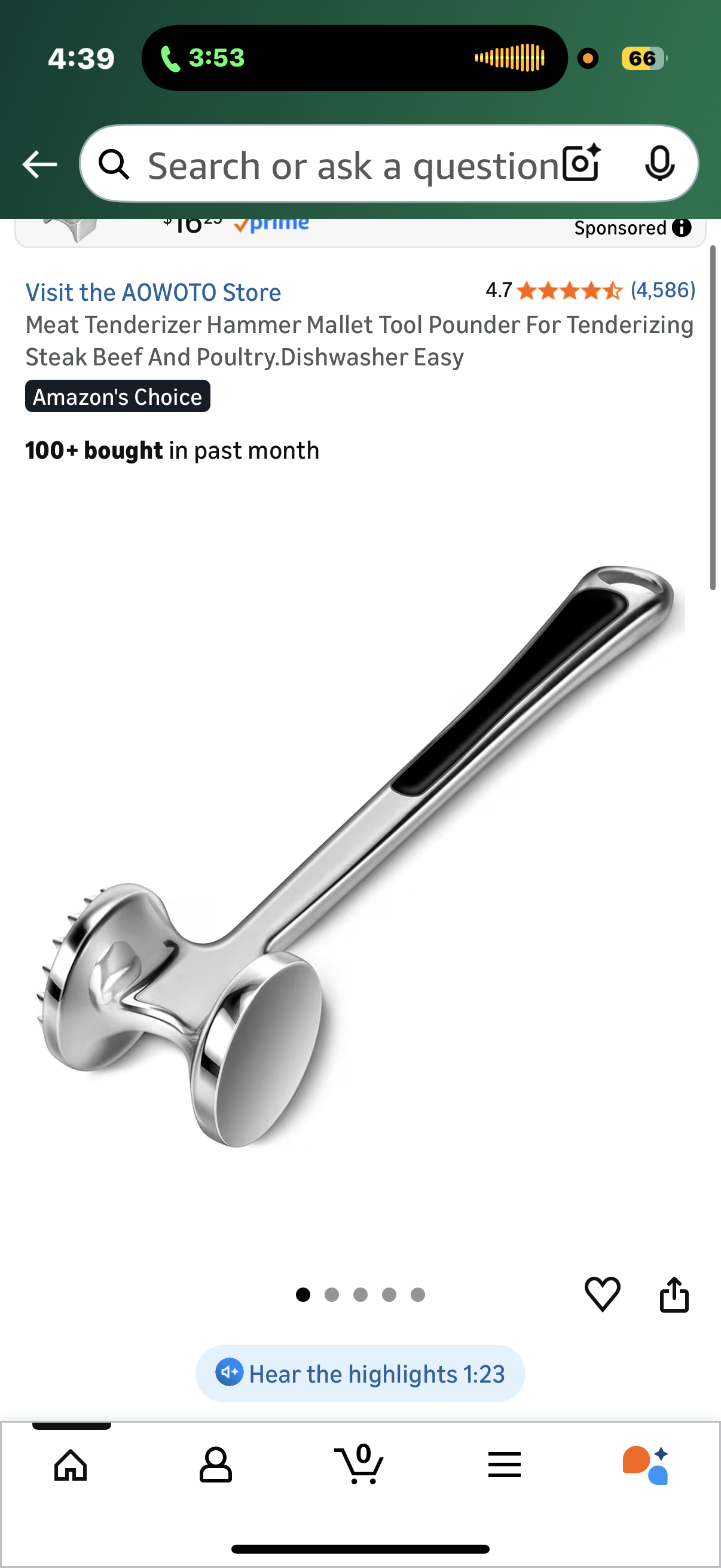 Meat Tenderizer Hammer Mallet Tool Pounder For Tenderizing Steak Beef And Poultry.Dishwasher Easy