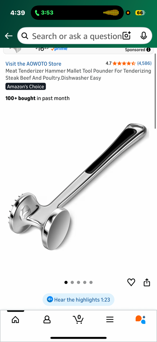 Meat Tenderizer Hammer Mallet Tool Pounder For Tenderizing Steak Beef And Poultry.Dishwasher Easy