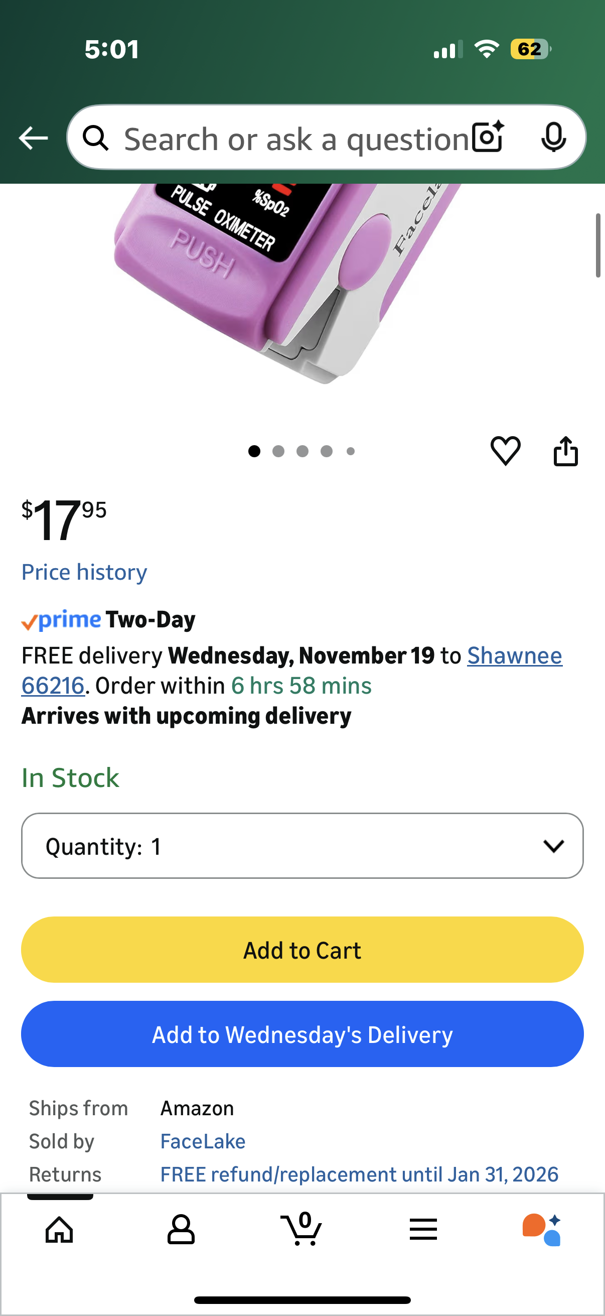 ® FL400P Pulse Oximeter with Carrying Case, Batteries, Neck/Wrist Cord - Pink