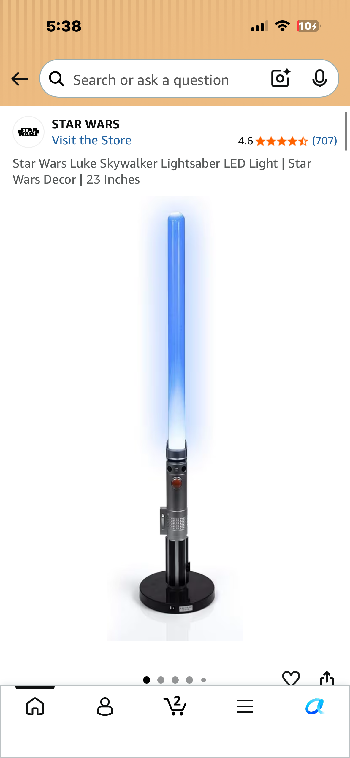 Star Wars Luke Skywalker Lightsaber LED Light | Star Wars Decor | 23 Inches