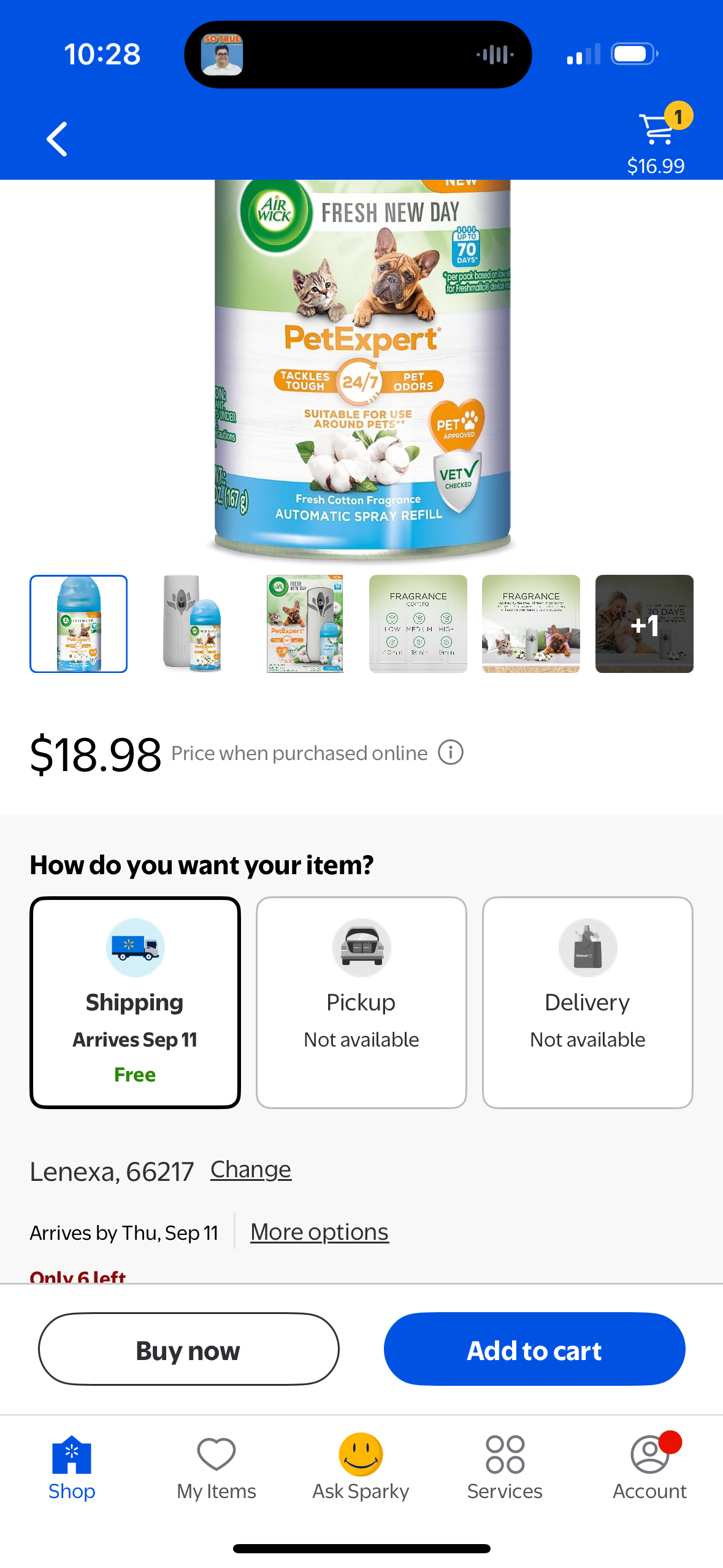 Automatic Spray Refill Fresh New Day Pet Fresh Cotton, 1ct, 5.89oz, Air Freshener, Essential Oils