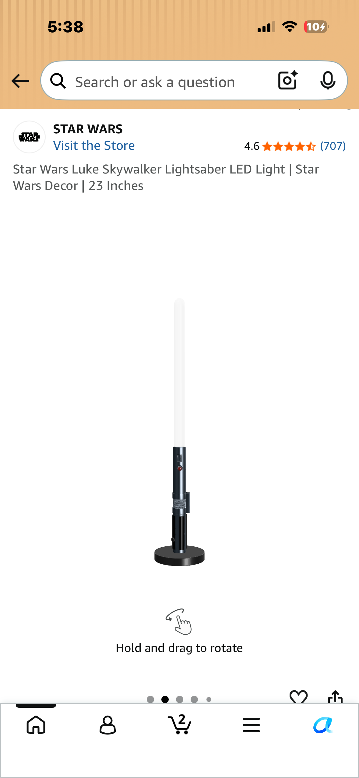 Star Wars Luke Skywalker Lightsaber LED Light | Star Wars Decor | 23 Inches