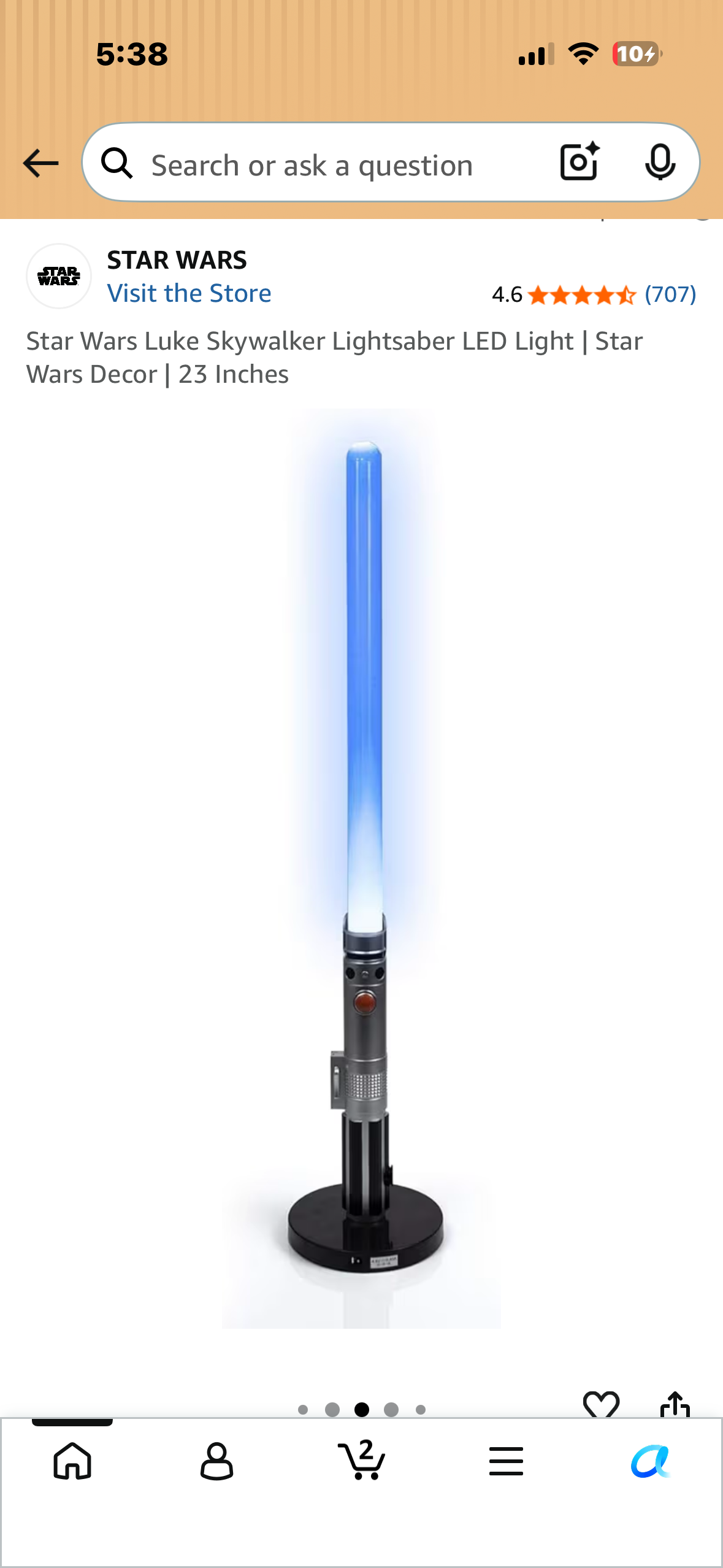 Star Wars Luke Skywalker Lightsaber LED Light | Star Wars Decor | 23 Inches