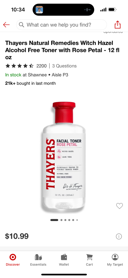 Thayers Natural Remedies Witch Hazel Alcohol Free Toner with Rose Petal - 12 fl OZ