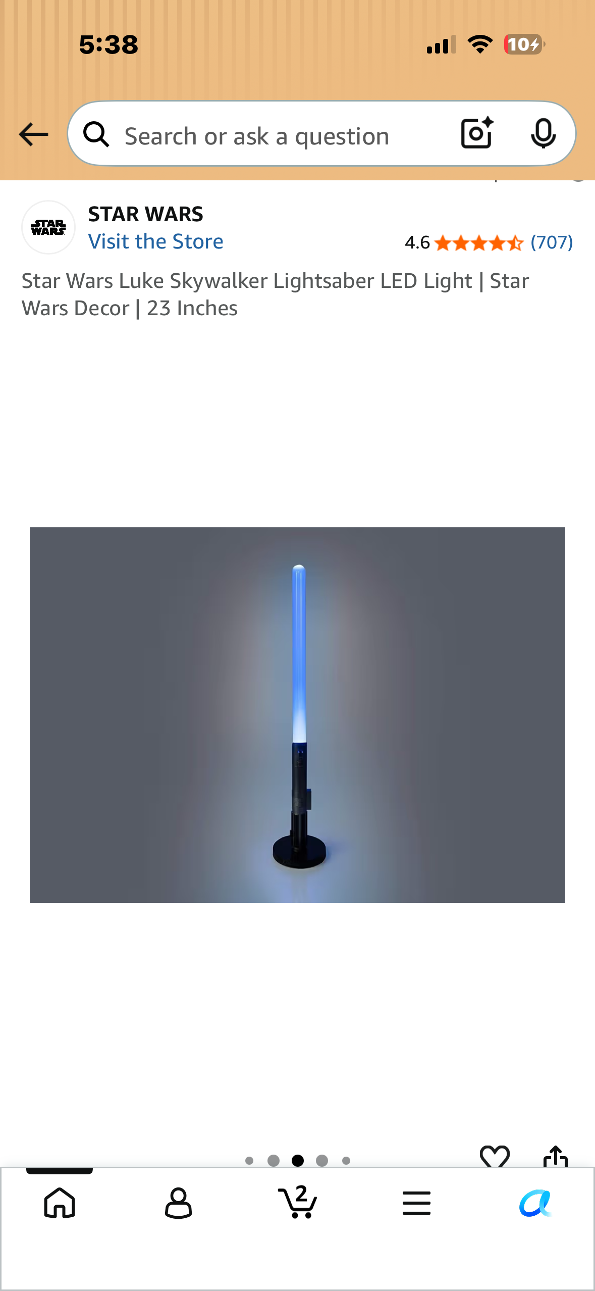 Star Wars Luke Skywalker Lightsaber LED Light | Star Wars Decor | 23 Inches