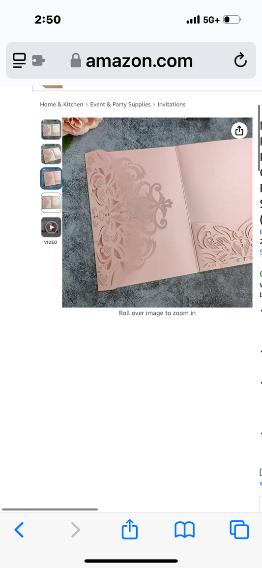 MillaSaw Pinkish Purple Wedding Invitation Card Laser Cut Pocket Envelop Tri Fold Wedding Card Sleeve 20 Sets (pinkish purple