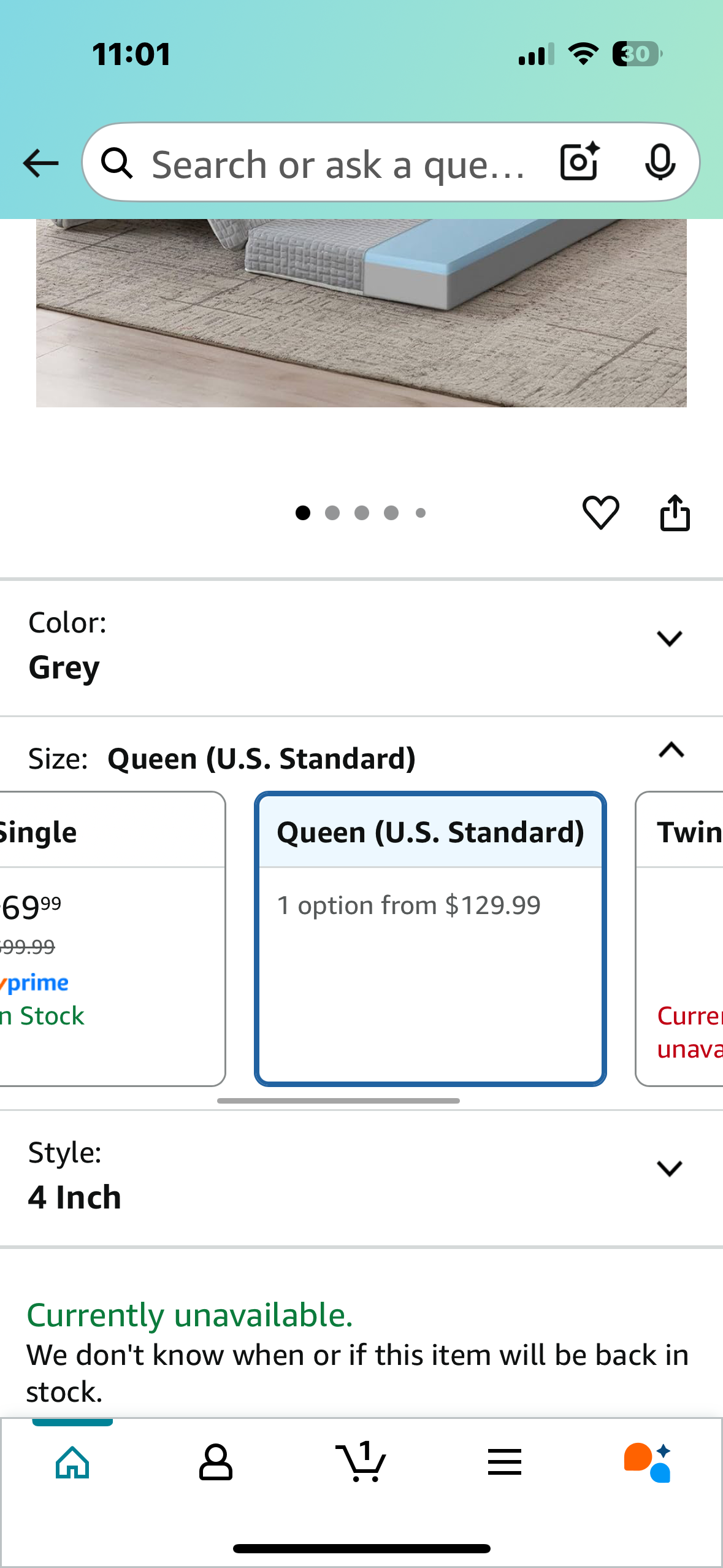 Foldable Mattress, 4 Inch Memory Foam Guest Floor Mat, Tri Folding Portable Mattress, Washable Cover, Non-Slip Design, Queen Grey (Size: 60" L x 80" W x 4" Th) (B887)