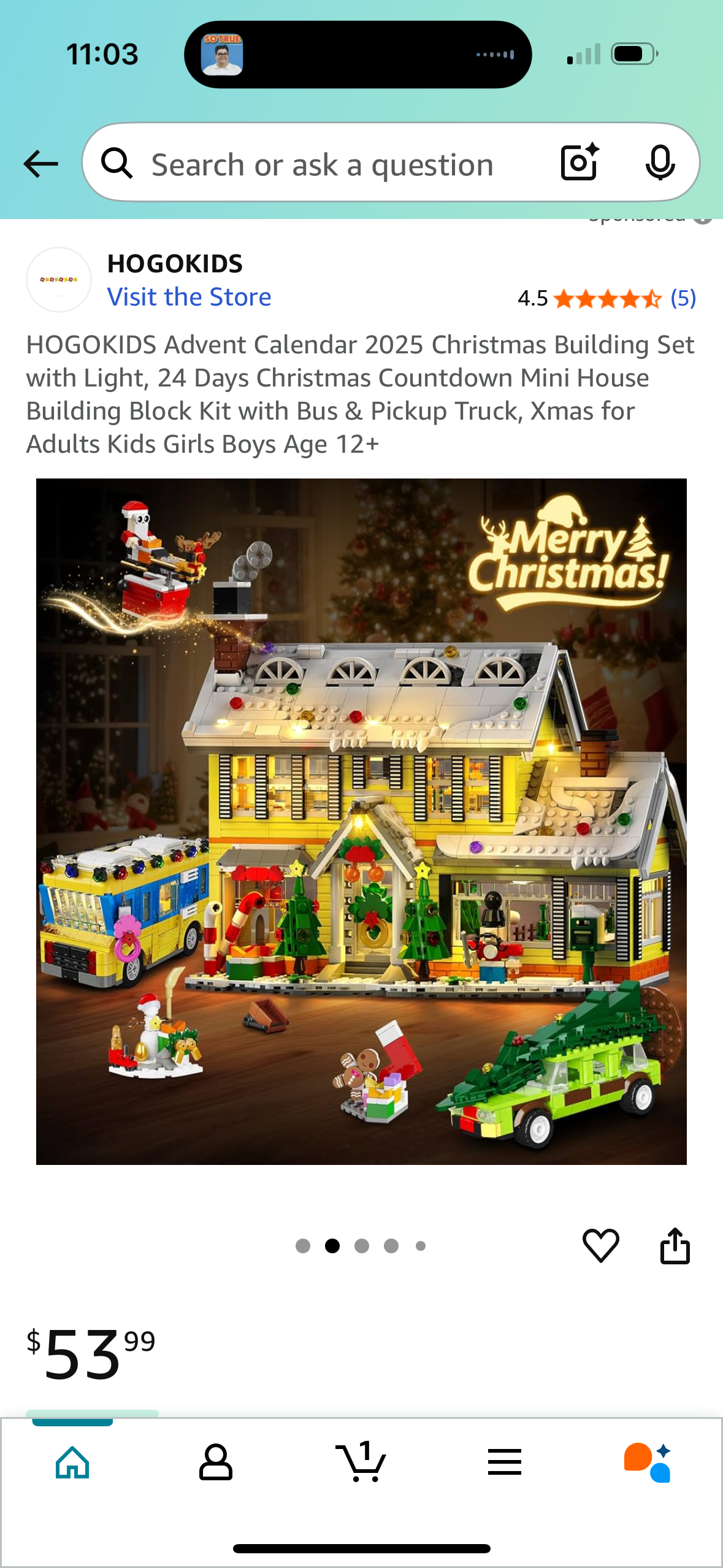 HOGOKIDS Advent Calendar 2025 Christmas Building Set with Light, 24 Days Christmas Countdown Mini House Building Block Kit with Bus & Pickup Truck, Xmas for Adults Kids Girls Boys Age 12+