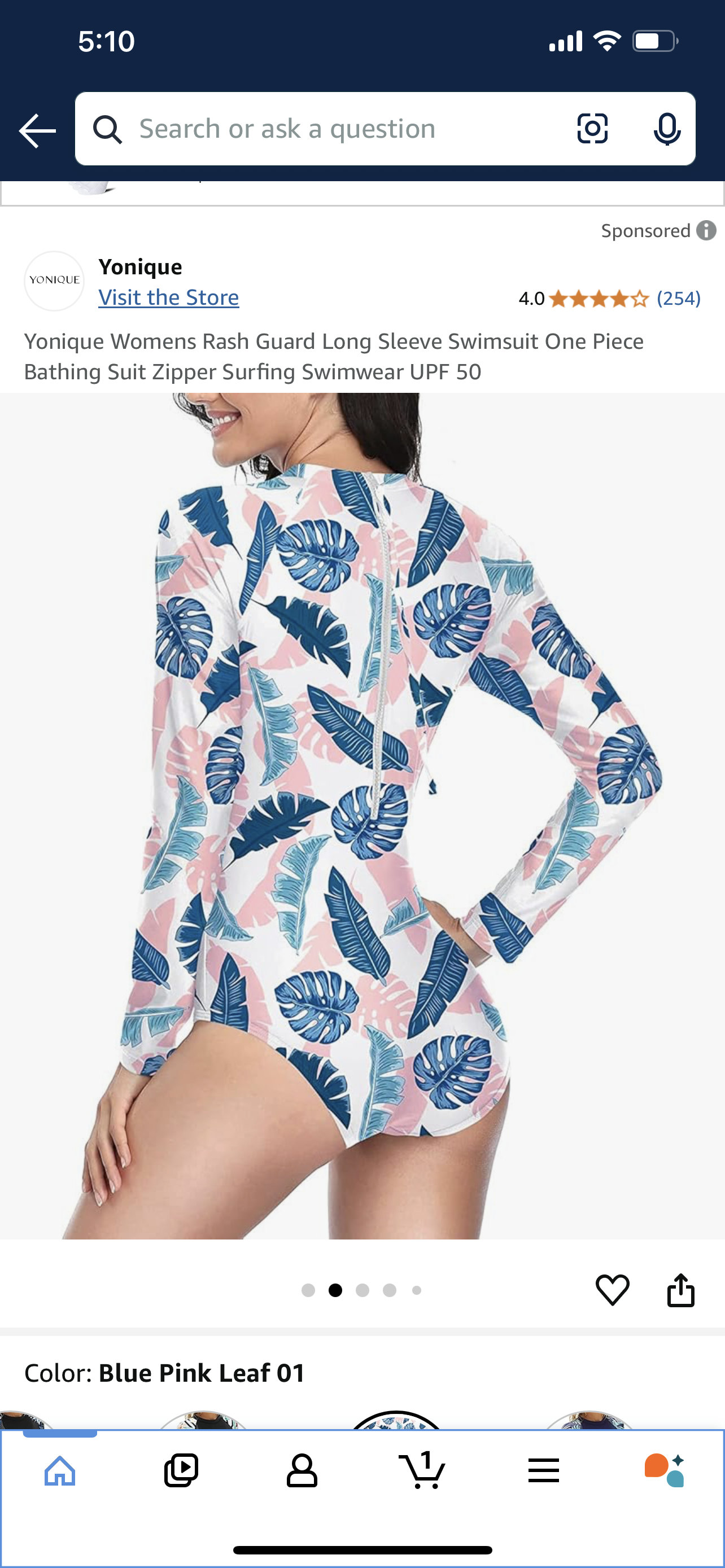 Yonique Womens Rash Guard Long Sleeve Swimsuit One Piece Bathing Suit Zipper Surfing Swimwear UPF 50