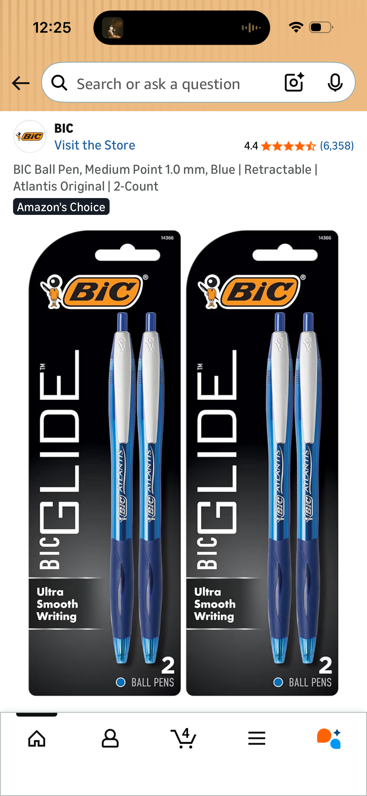 BIC Ball Pen, Medium Point 1.0 mm, Blue | Retractable | Atlantis Original | 2-Count