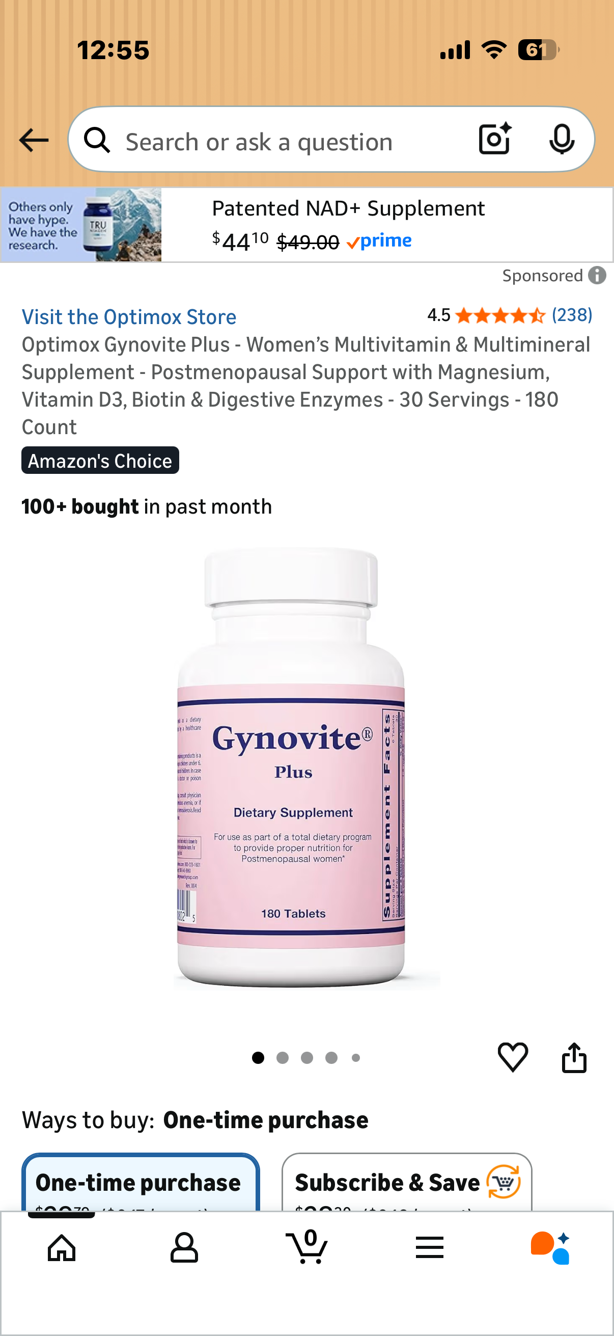 Optimox Gynovite Plus - Women’s Multivitamin & Multimineral Supplement - Postmenopausal Support with Magnesium, Vitamin D3, Biotin & Digestive Enzymes - 30 Servings - 180 Count