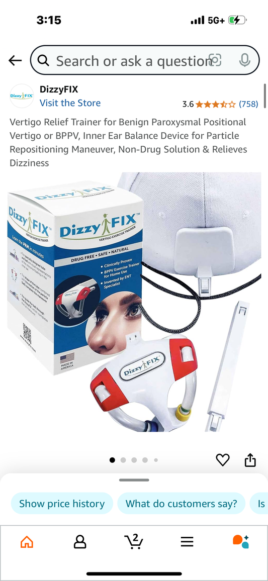Vertigo Relief Trainer for Benign Paroxysmal Positional Vertigo or BPPV, Inner Ear Balance Device for Particle Repositioning Maneuver, Relieves Dizziness