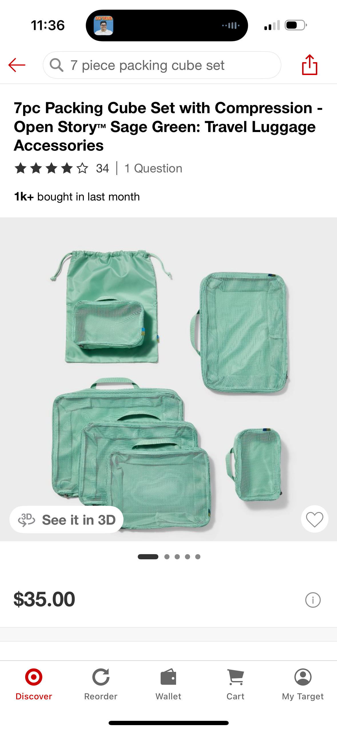 7pc Packing Cube Set with Compression - Open Story™ Sage Green: Travel Luggage Accessories