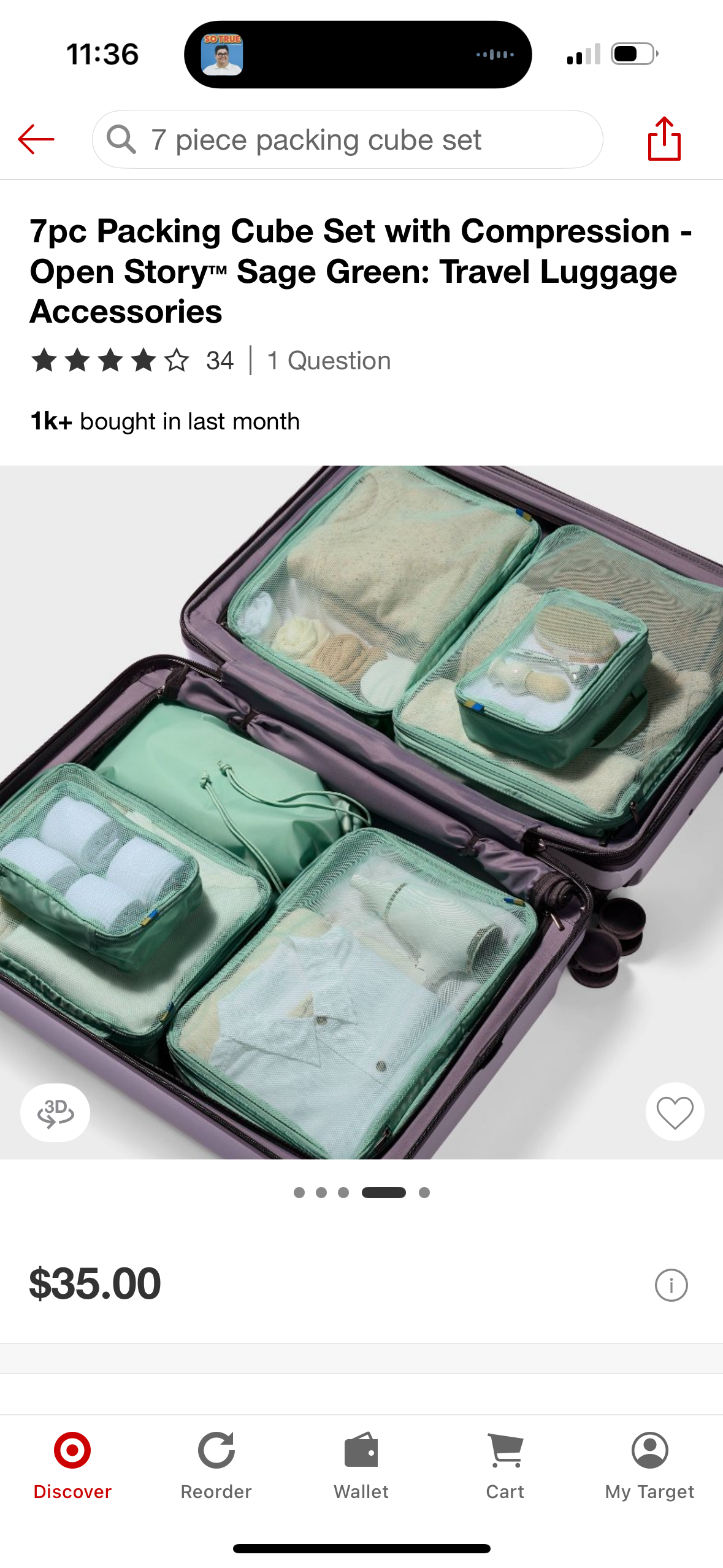 7pc Packing Cube Set with Compression - Open Story™ Sage Green: Travel Luggage Accessories