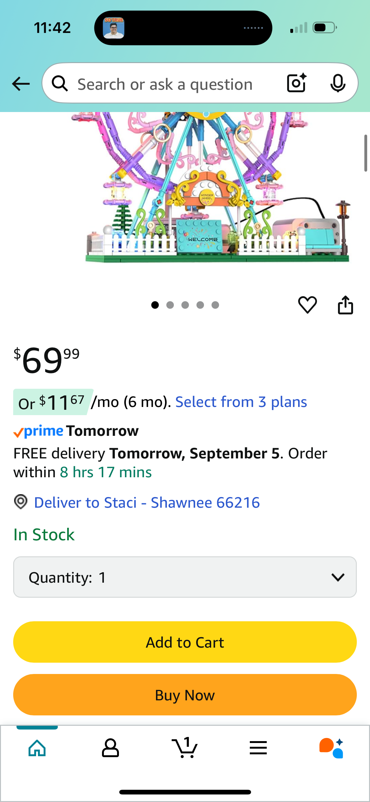 Ferris Wheel Toy Building Block Set with LED Lights,360°Rotating Ferris Wheel Building Toys,STEM Amusement Park Ferris Wheel Toy Building Blocks, for Kids 8-14,Adults (675 PCS)