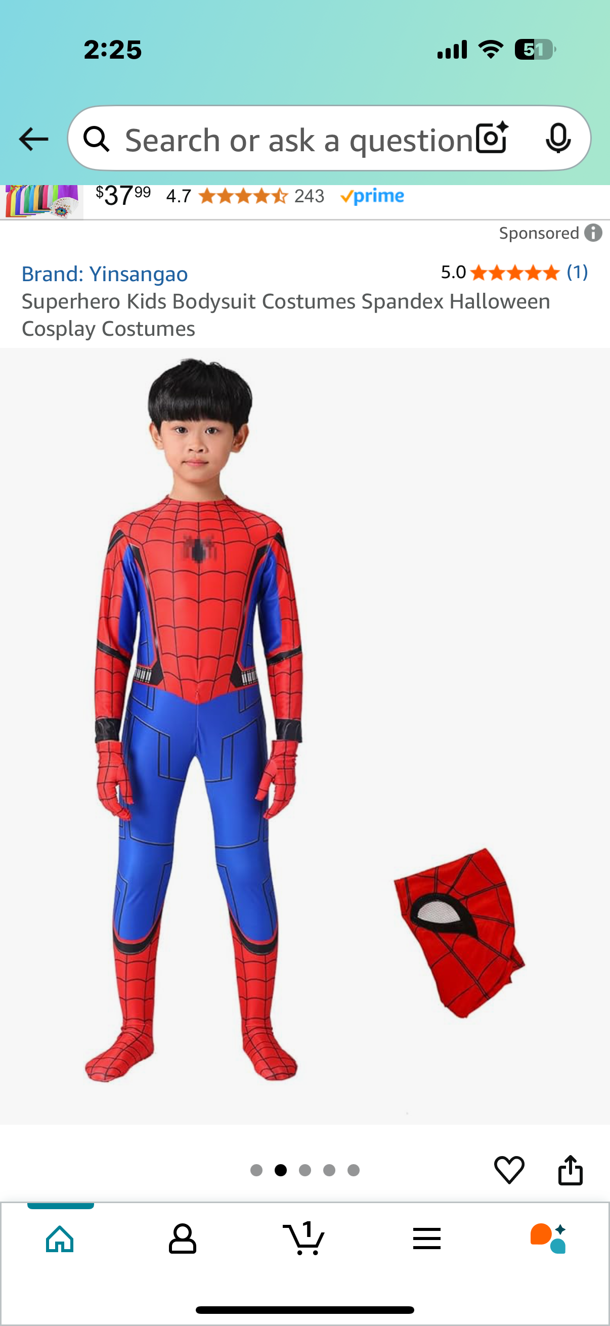 Superhero Kids Bodysuit Costumes Spandex Halloween Cosplay Costumes (Size 9-10 years old Kids)