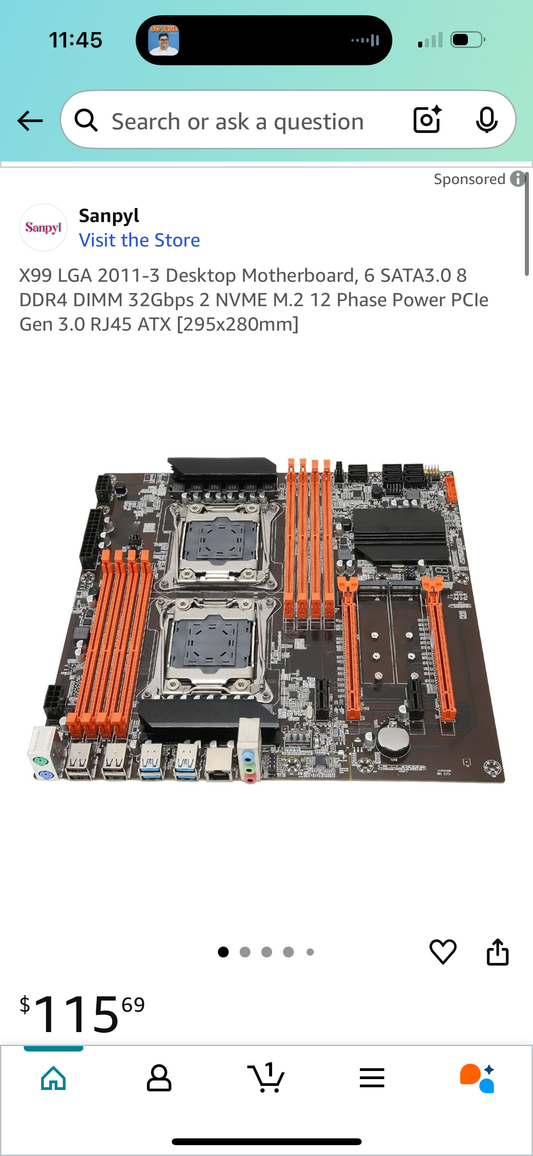 X99 LGA 2011-3 Desktop Motherboard, 6 SATA3.0 8 DDR4 DIMM 32Gbps 2 NVME M.2 12 Phase Power PCIe Gen 3.0 RJ45 ATX [295x280mm]