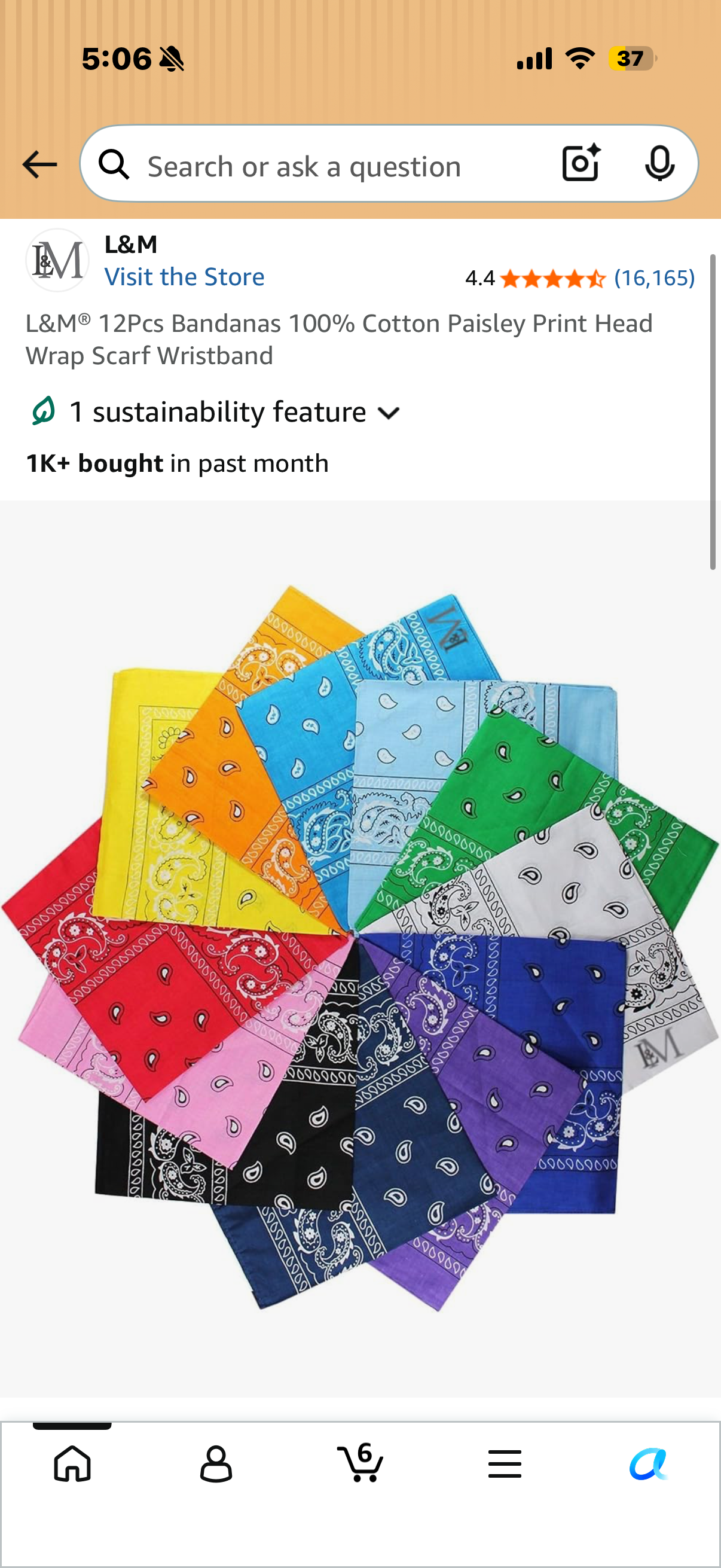 L&M® 12Pcs Bandanas 100% Cotton Paisley Print Head Wrap Scarf Wristband