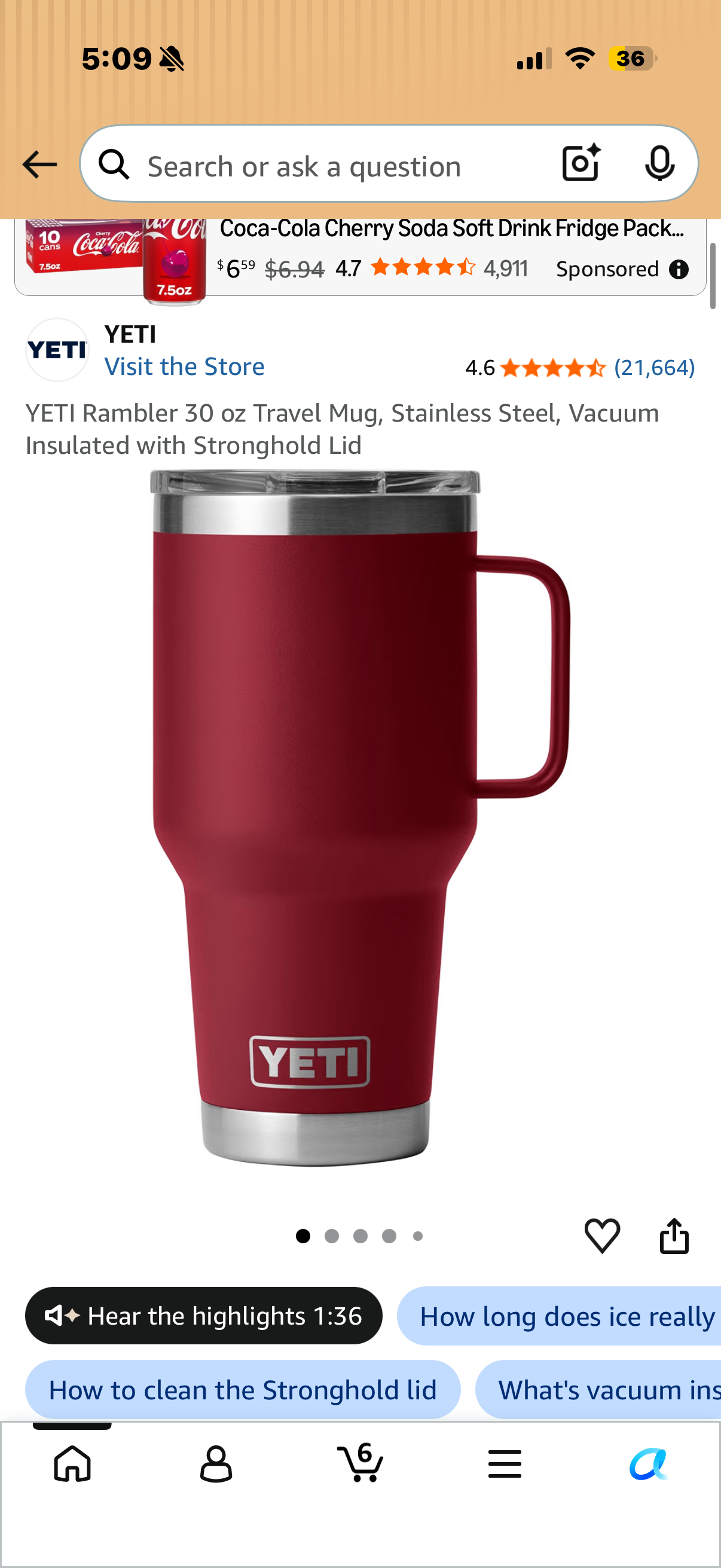 YETI Rambler 30 oz Travel Mug with Flip Straw Lid – Stainless Steel, Vacuum Insulated, Leakproof, Cup Holder Friendly