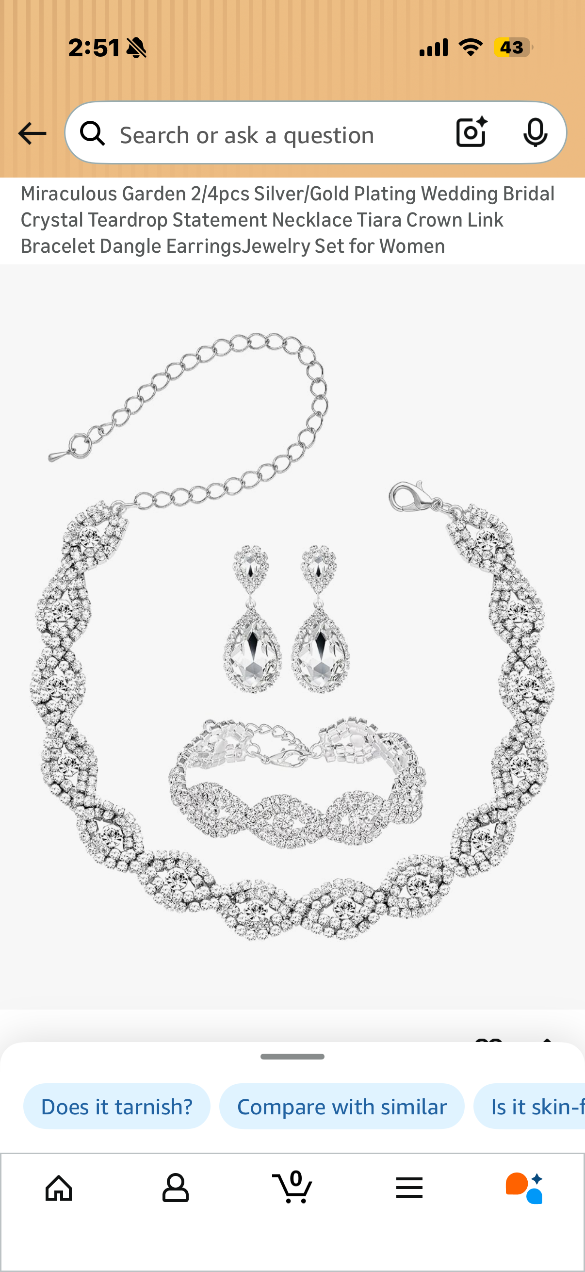 Gorgeous 4pcs Wedding Bridal Crystal Teardrop Statement Necklace Tiara Crown Link Bracelet Dangle EarringsJewelry Set for Women