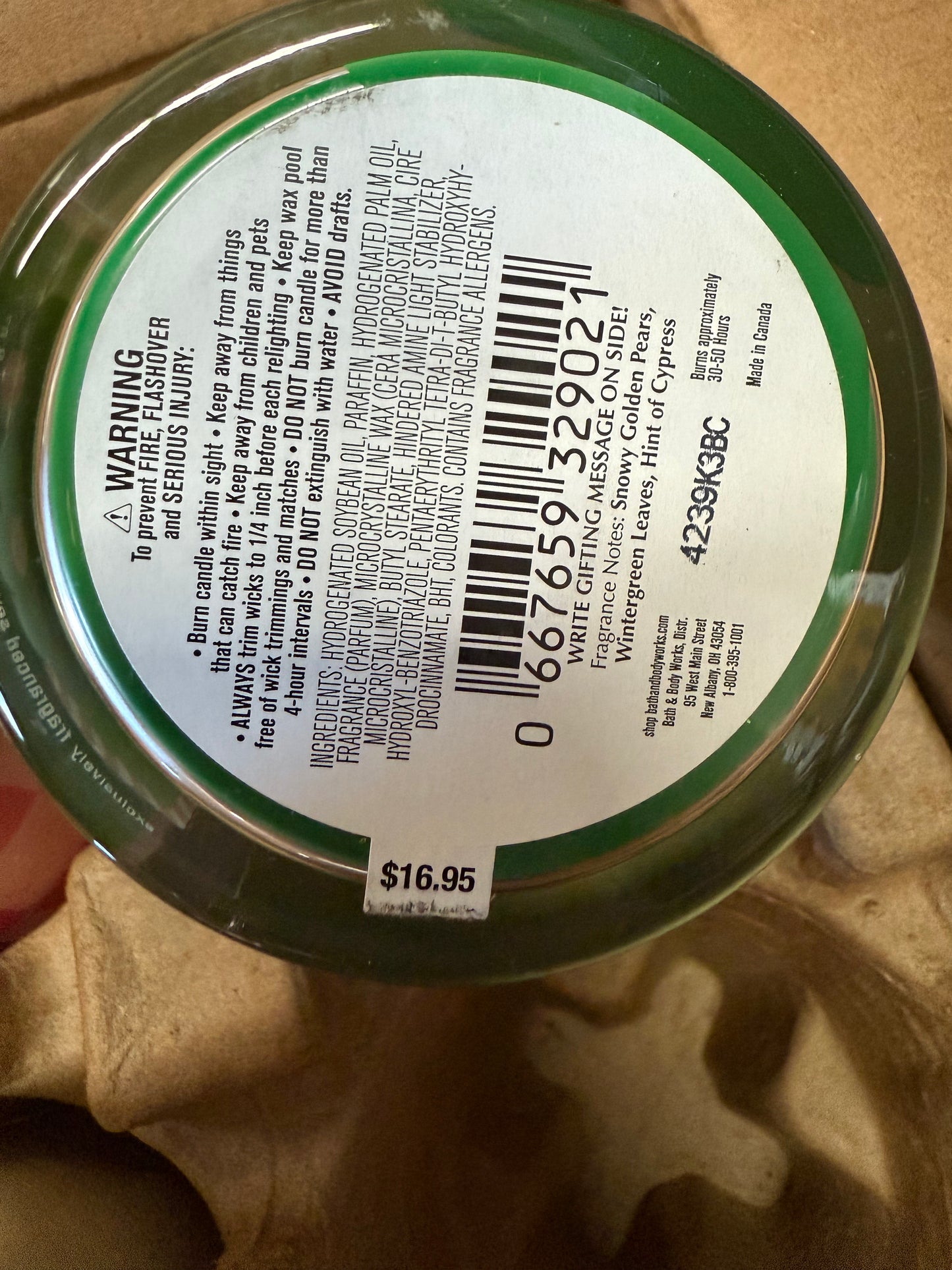 Bath and Body Works Winter Golden Pear Candle