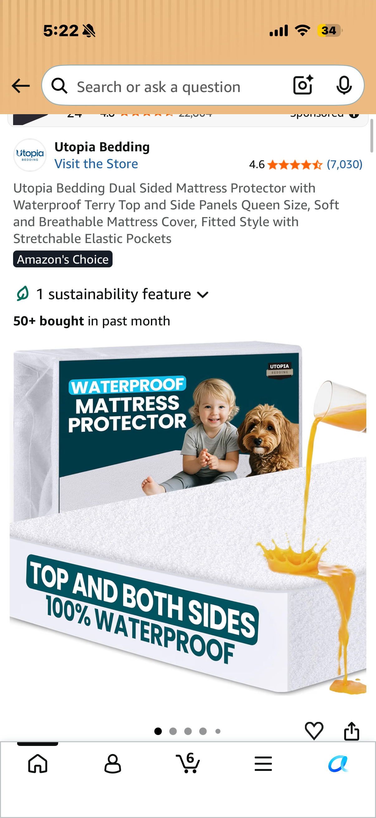 Utopia Bamboo Bedding Dual Sided Mattress Protector with Waterproof Terry Top and Side Panels Queen Size, Soft and Breathable Mattress Cover, Fitted Style with Stretchable Elastic Pockets