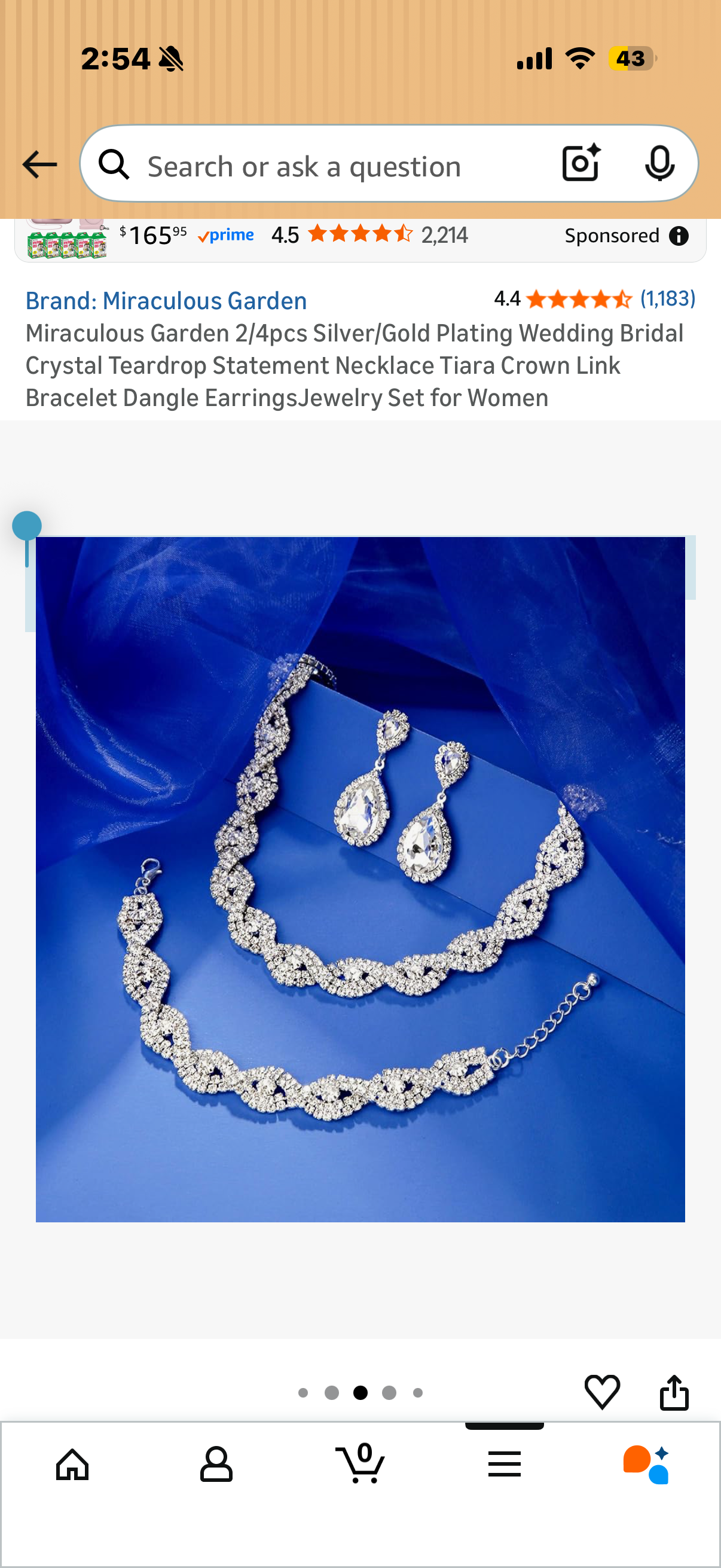 Gorgeous 4pcs Wedding Bridal Crystal Teardrop Statement Necklace Tiara Crown Link Bracelet Dangle EarringsJewelry Set for Women