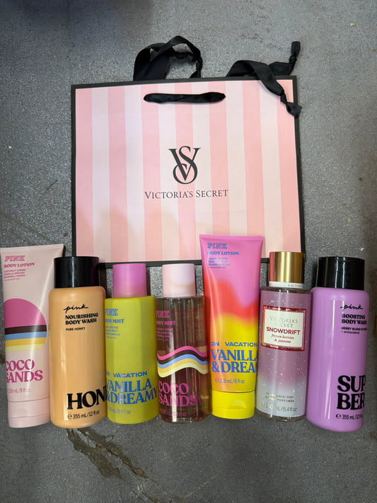 Set of 3 Victoria’s Secret Mystery Bag - Could Be Body Lotion/Body Wash/Body Mist Plus Gift Bag