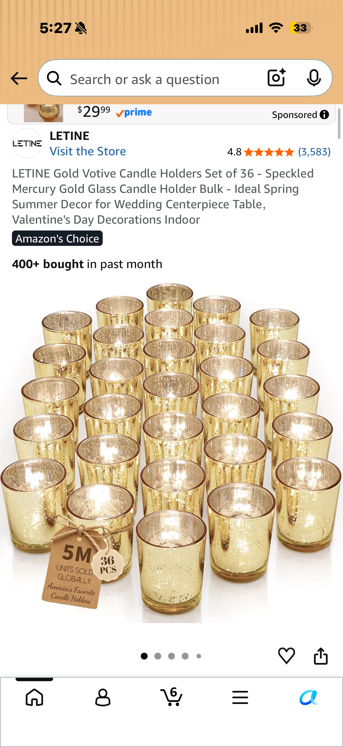 LETINE Gold Votive Candle Holders Set of 36 - Speckled Mercury Gold Glass Candle Holder Bulk - Ideal Spring Summer Decor for Wedding Centerpiece Table，Valentine's Day Decorations Indoor