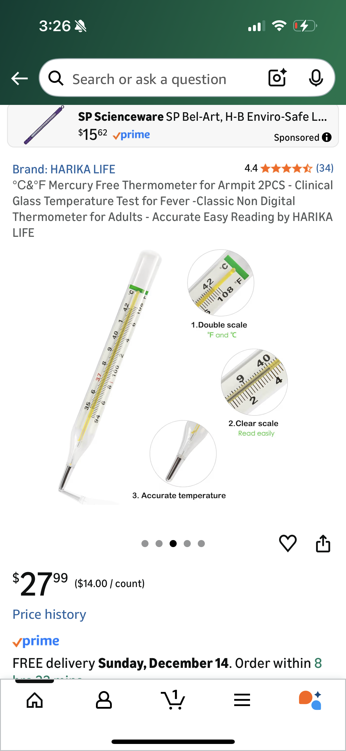 °C&°F Mercury Free Thermometer for Armpit 2PCS - Clinical Glass Temperature Test for Fever -Classic Non Digital Thermometer for Adults - Accurate Easy Reading by HARIKA
LIFE