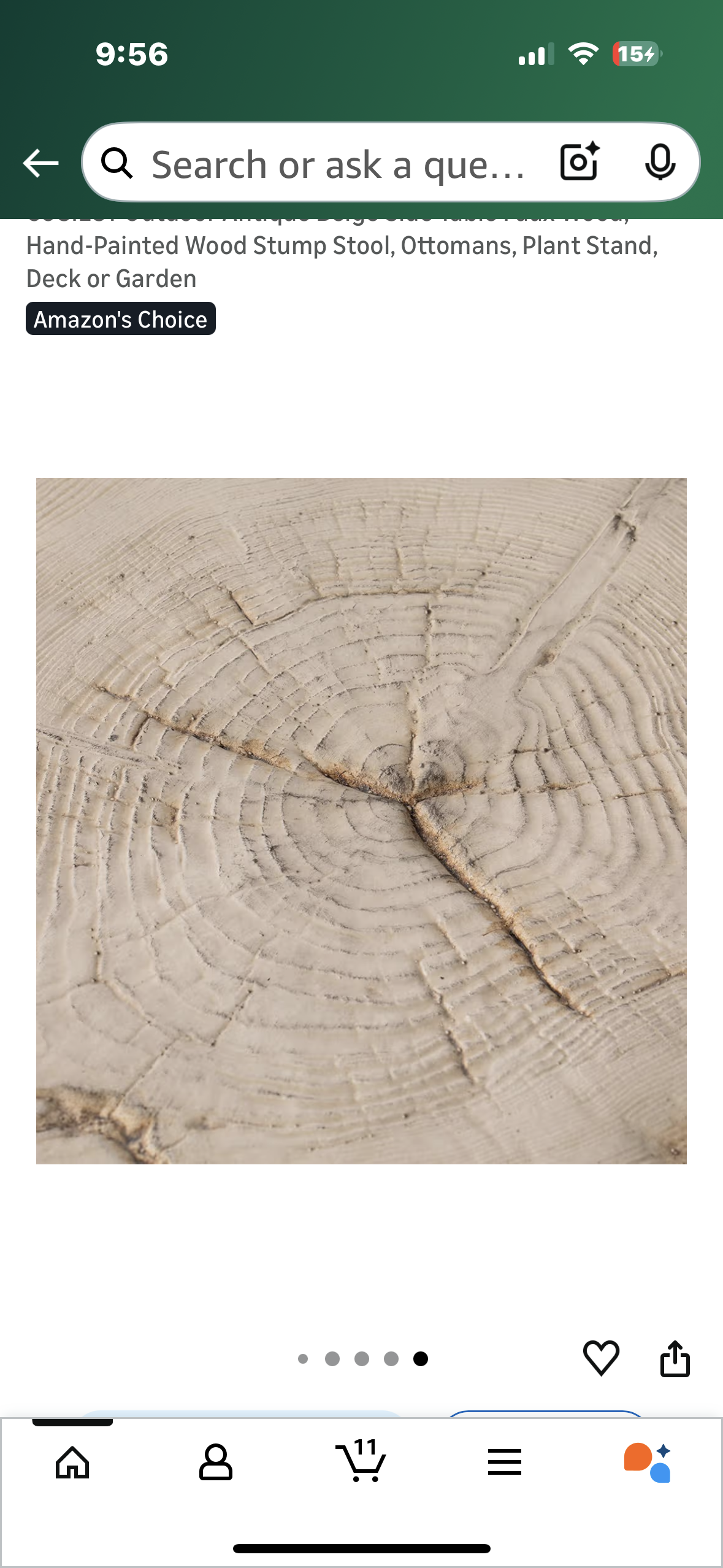 COSIEST Outdoor Antique Beige Side Table, Faux Wood, Hand-Painted Wood Stump Stool, Ottomans, Plant Stand, Decor (L1100)