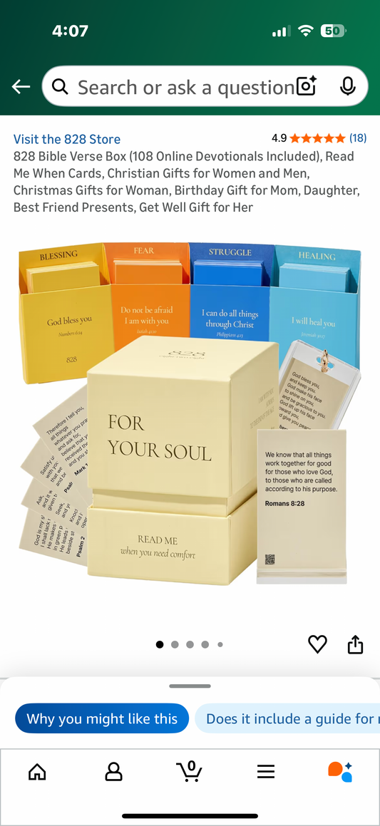 828 Bible Verse Box (108 Online Devotionals Included), Read Me When Cards, Christian Gifts for Women and Men, Christmas Gifts for Woman, Birthday Gift for Mom, Daughter, Best Friend Presents, Get Well Gift for Her