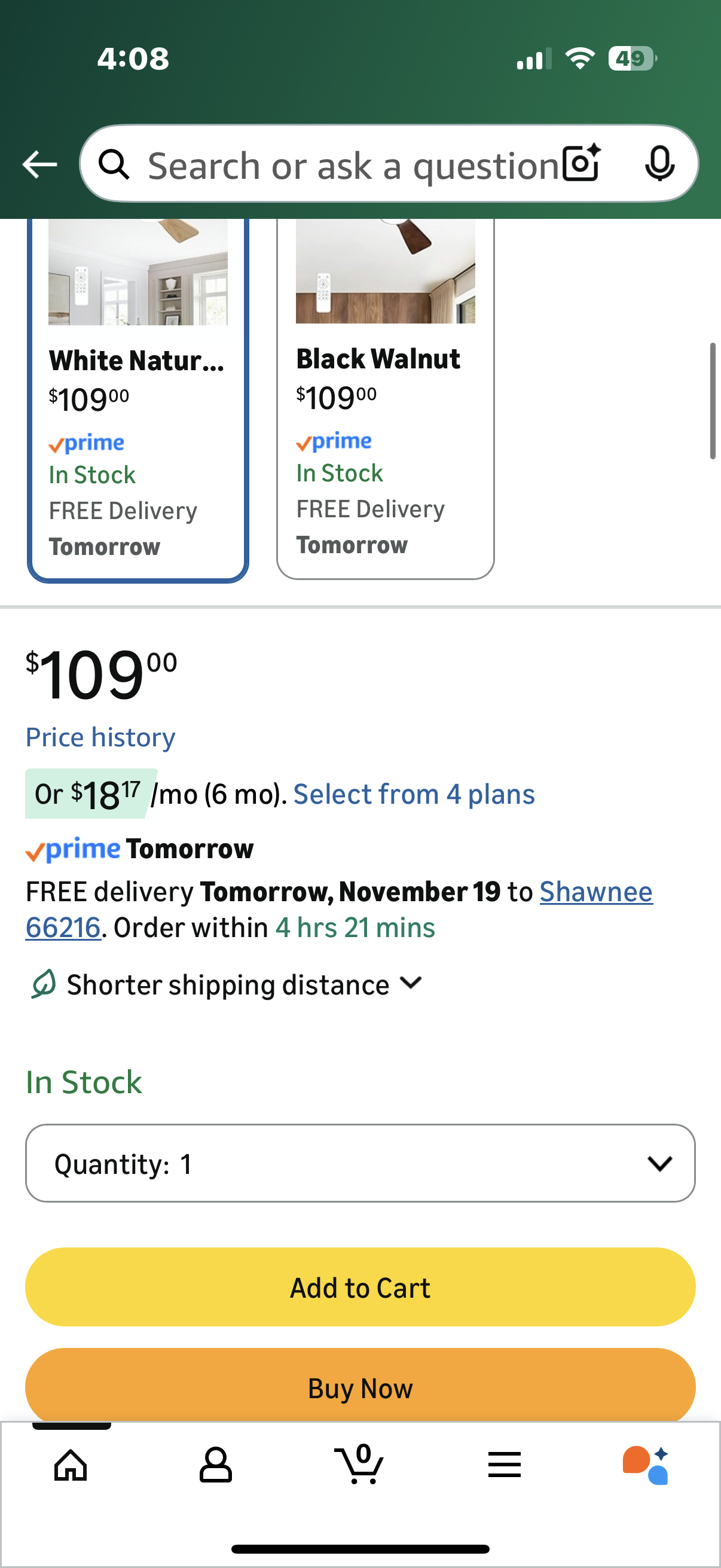 42 Inch Ceiling Fan with Lights, Remote Control, Flush Mount, Dimmable, Reversible, Wood Blades, Power-Off Memory, Quiet DC Motor – Modern Hugger Ceiling Fan for Living Room, Bedroom, White