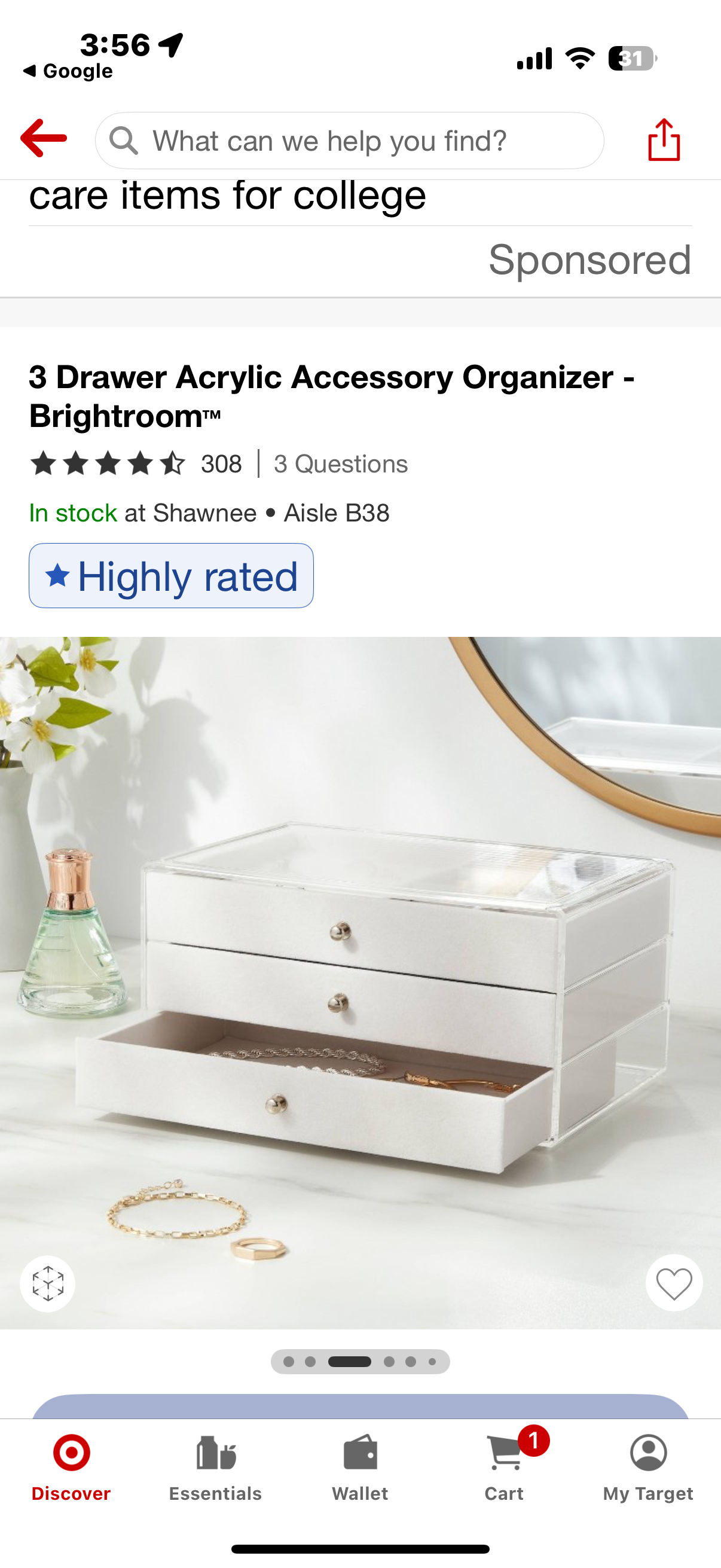 3 Drawer Acrylic Accessory Organizer - Brightroom™