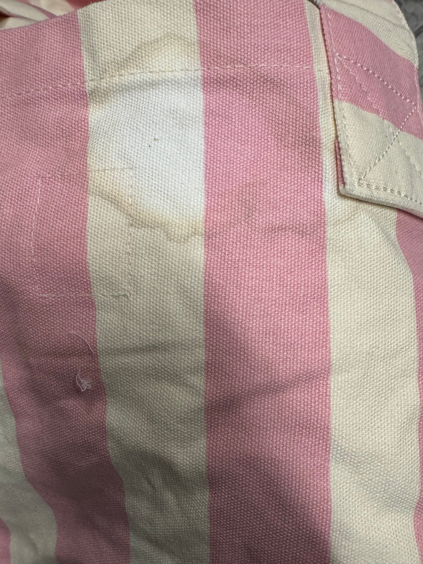 Frasier Sterling Sport Striped Tote Bag Cream/Pink: Cotton Canvas Handbag