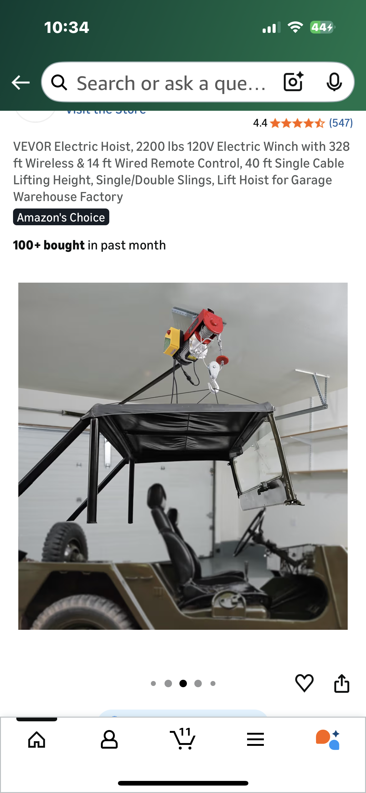 VEVOR Electric Hoist, 2200 lbs 120V Electric Winch with 328 ft, Wireless & 14 ft Wired, Remote Control, 40 ft Single Cable Lifting Height, Single/Double Slings, Lift Hoist for Garage, Warehouse, Factory (G910)