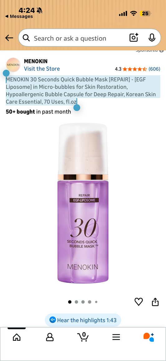 MENOKIN 30 Seconds Quick Bubble Mask [REPAIR] - [EGF Liposome] in Micro-bubbles for Skin Restoration, Hypoallergenic Bubble Capsule for Deep Repair, Korean Skin Care Essential, 70 Uses, fl.oz