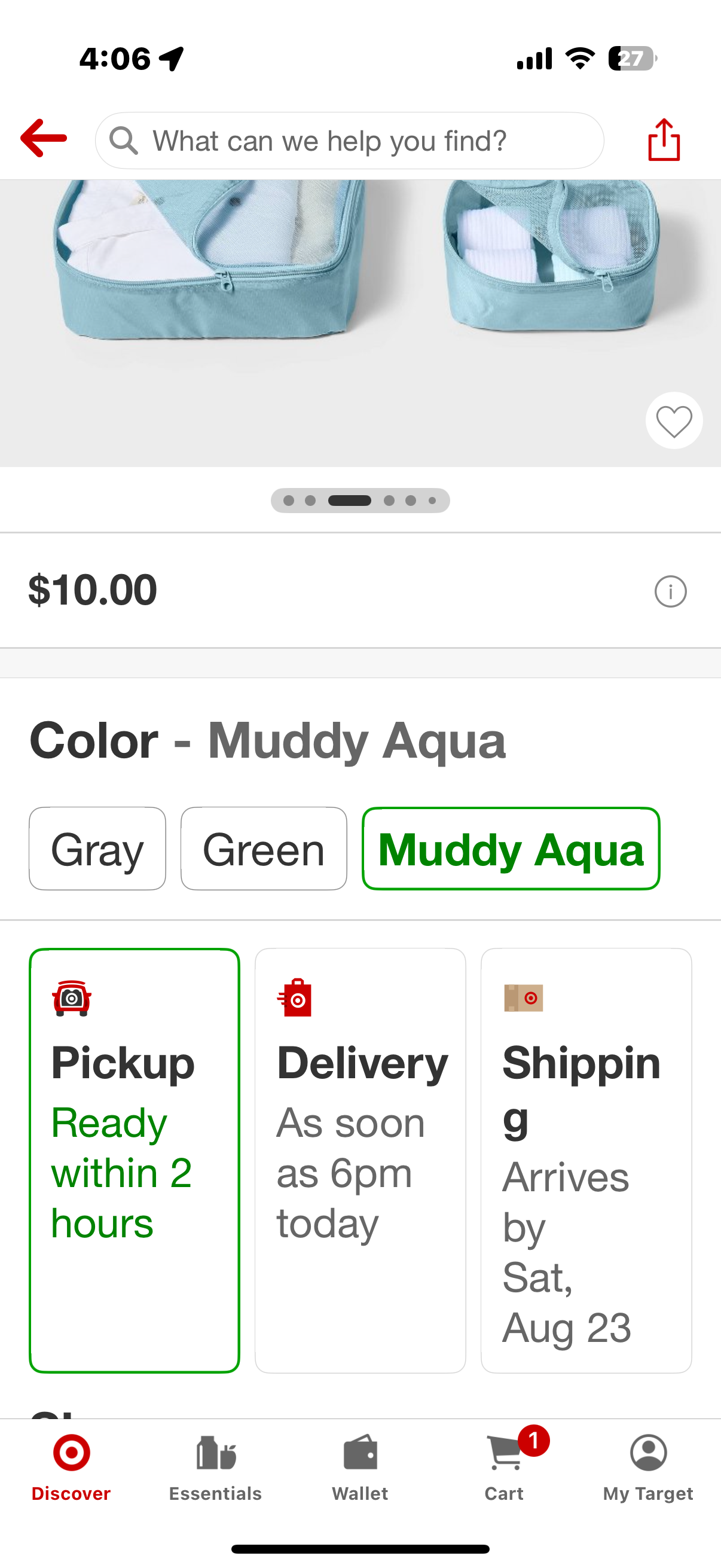 4pc Packing Cube Set - Open Story™ Muddy Aqua: Zipper & Drawstring Closure