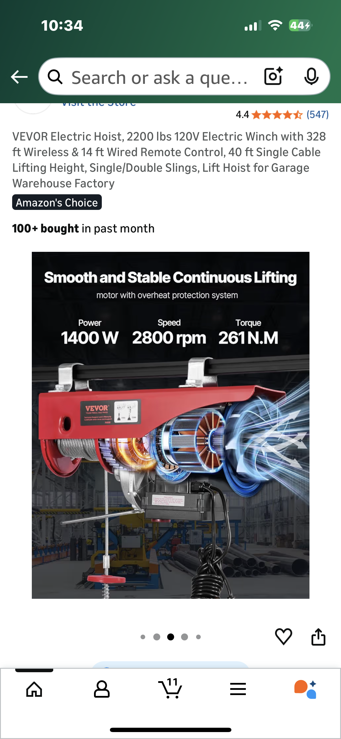 VEVOR Electric Hoist, 2200 lbs 120V Electric Winch with 328 ft, Wireless & 14 ft Wired, Remote Control, 40 ft Single Cable Lifting Height, Single/Double Slings, Lift Hoist for Garage, Warehouse, Factory (G910)