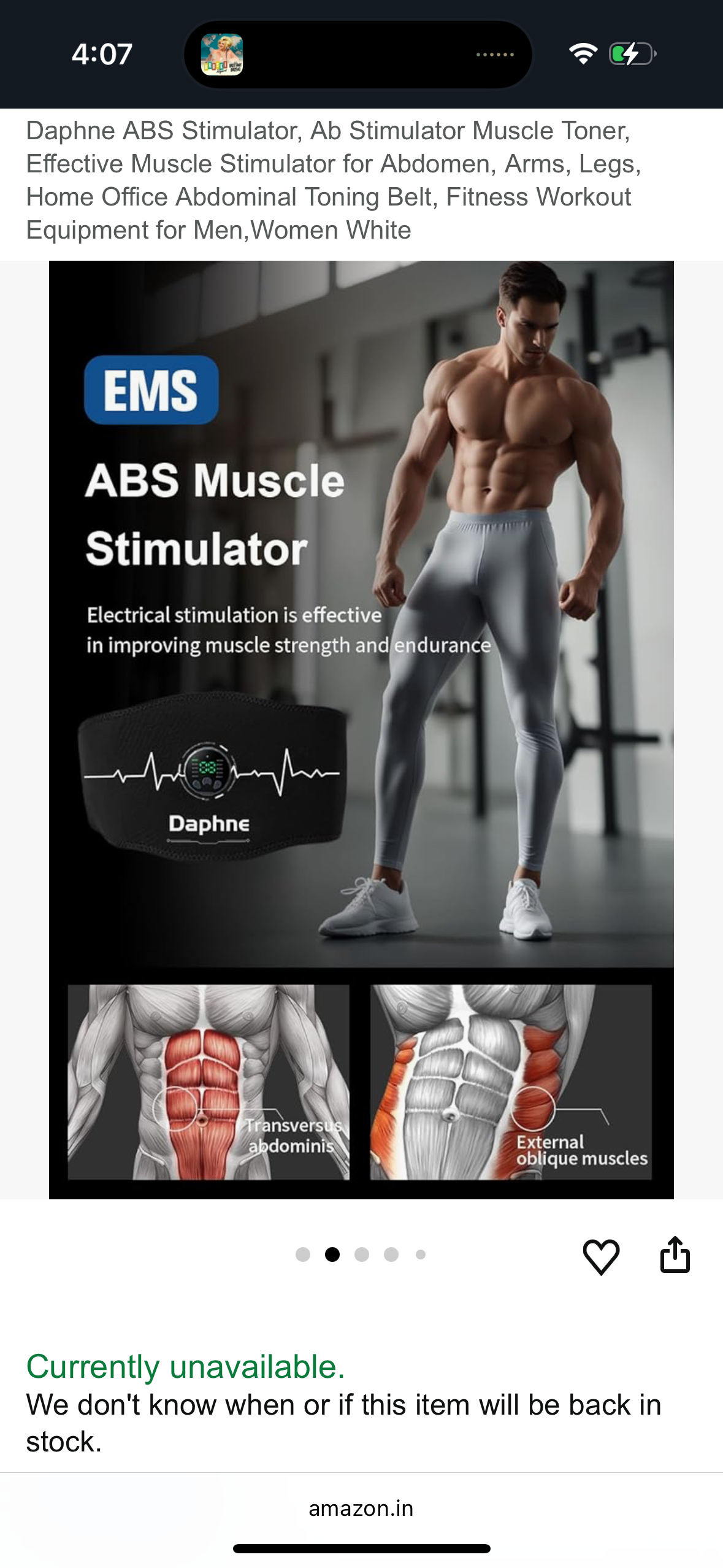 Daphne ABS Stimulator, Ab Stimulator Muscle Toner, Effective Muscle Stimulator for Abdomen, Arms, Legs, Home Office Abdominal Toning Belt, Fitness Workout Equipment for Men,Women White