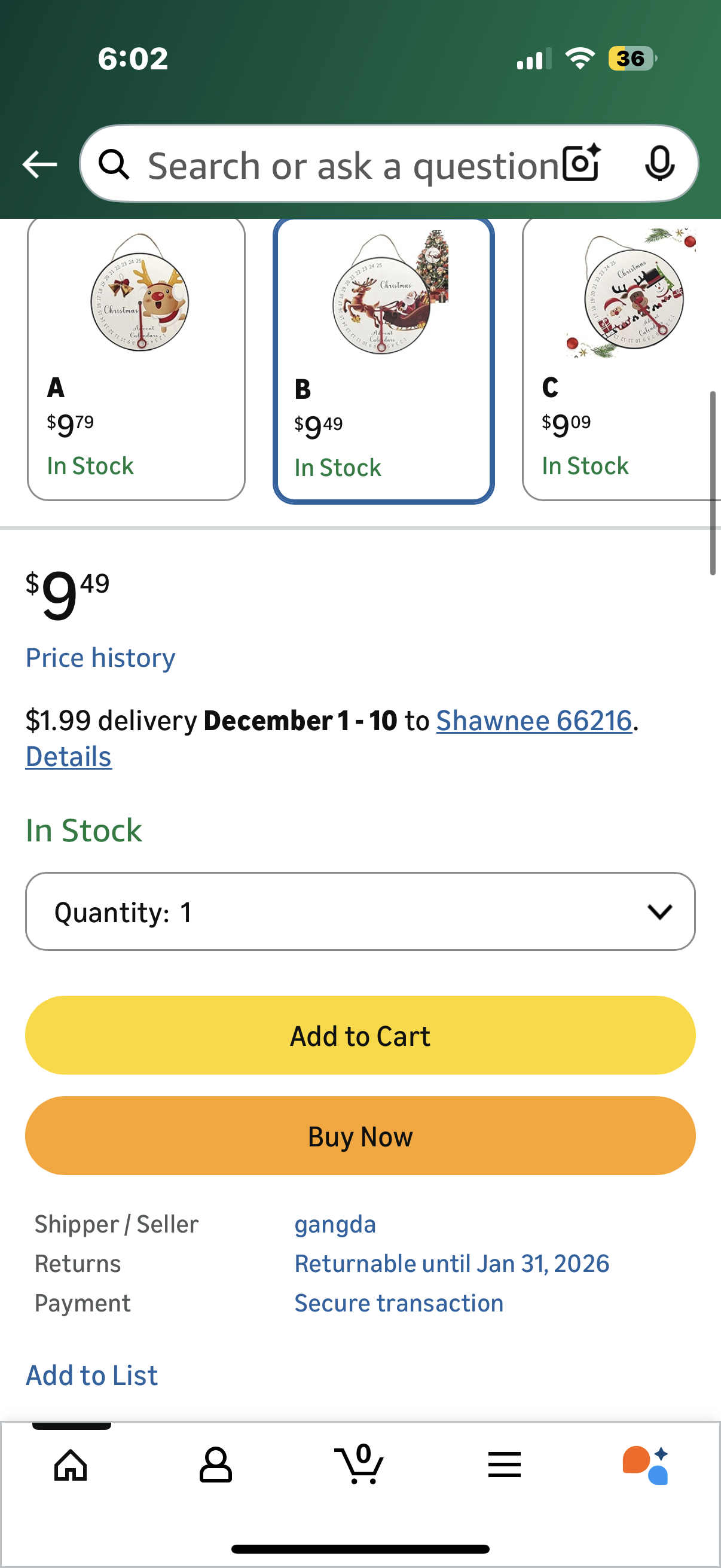 Wall Christmas Countdown Calendar - Wooden Advent Sign | Clock Seasonal Farmhouse Mount Decor for Living Room, Bedroom