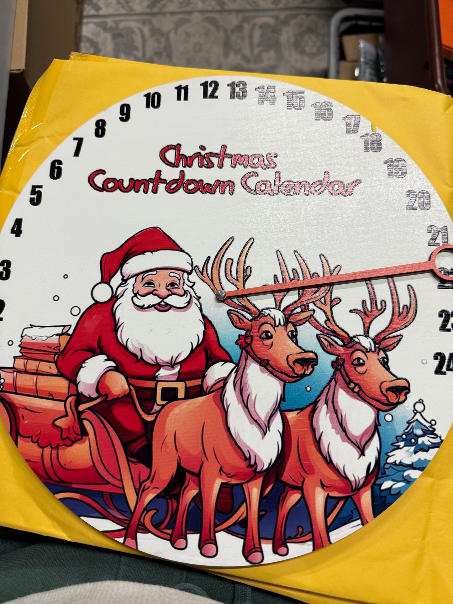 Wall Christmas Countdown Calendar - Wooden Advent Sign | Clock Seasonal Farmhouse Mount Decor for Living Room, Bedroom