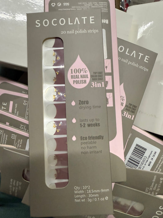 SOCOLATE 22PCS(20+2 Trail Samples) Double Ended Adheasive Heart Pattern Design Transfer Decals Sticker Nail Polish Strips ,Nail Wraps,CH-S405 Favorite