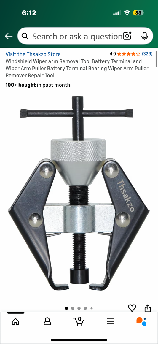 Battery Terminal and Wiper Arm Puller, Windshield Wiper arm Removal Tool, Suitable for Used to Remove Bolted-on Windshield Wiper arms That fit Over a Tapered Spline