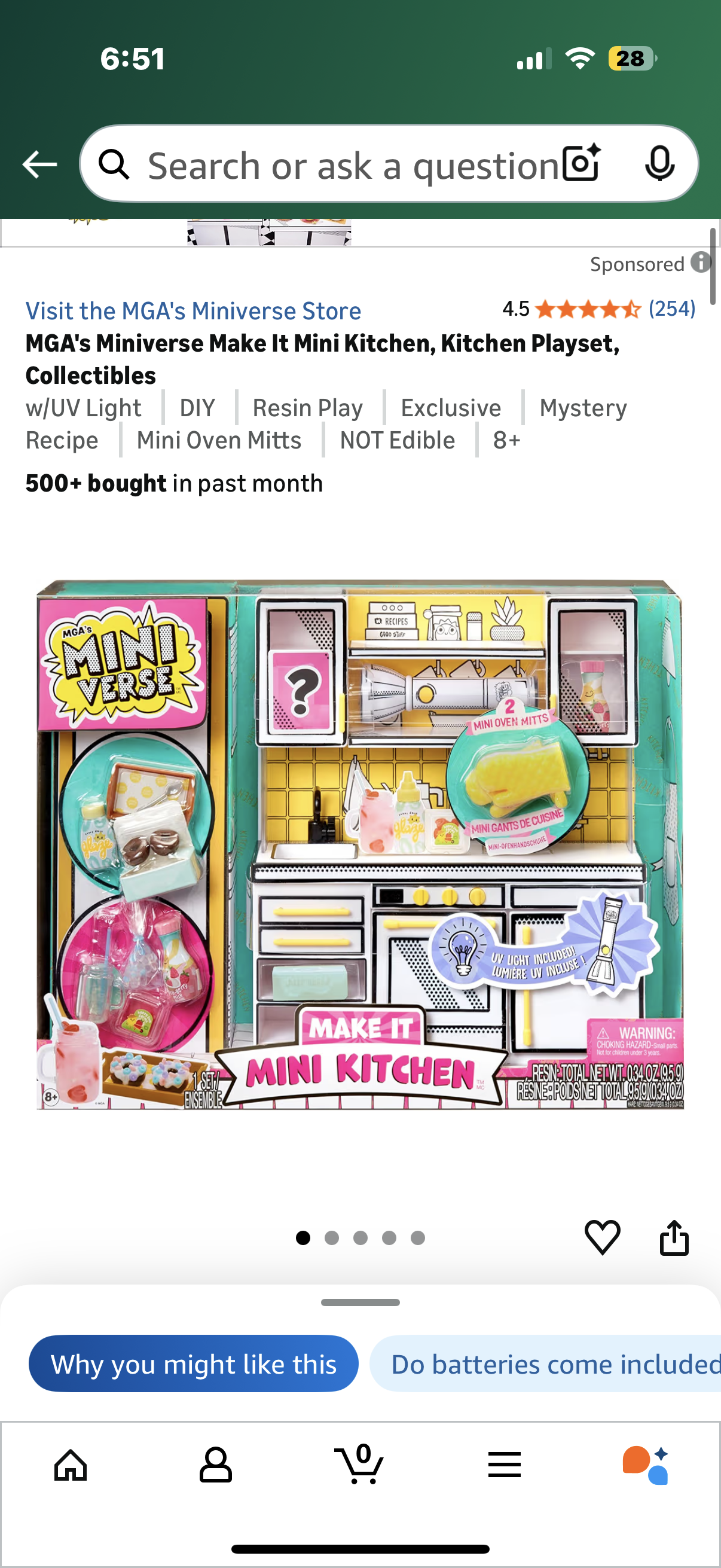 MGA's Miniverse Make It Mini Kitchen, Kitchen Playset, Collectibles w/UV Light DIY Resin Play Exclusive Mystery Recipe Mini Oven Mitts NOT Edible 8