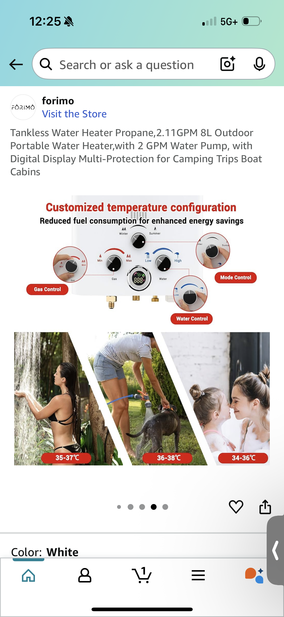 Tankless Water Heater Propane,2.11GPM 8L Outdoor Portable Water Heater,with 2 GPM Water Pump, with Digital Display Multi-Protection for Camping Trips Boat Cabins