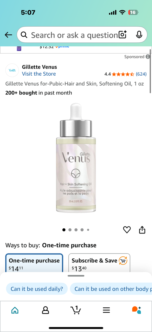 Gillette Venus for-Pubic-Hair and Skin, Softening Oil